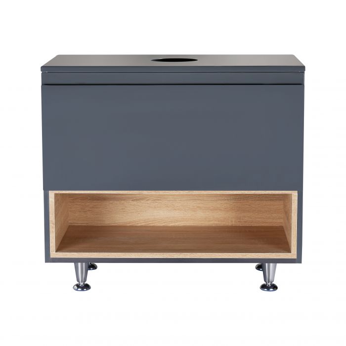 Напольная тумба Qtap Robin 800х616х437 Graphite/Whitish oak со столешницей QT1380TNН8002GWO