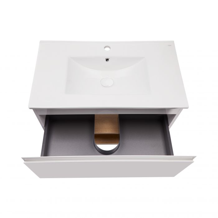Комплект Qtap Robin 800х580х437 White/Whitish oak подвесная тумба + раковина врезная QT1372TPВ8001WWO