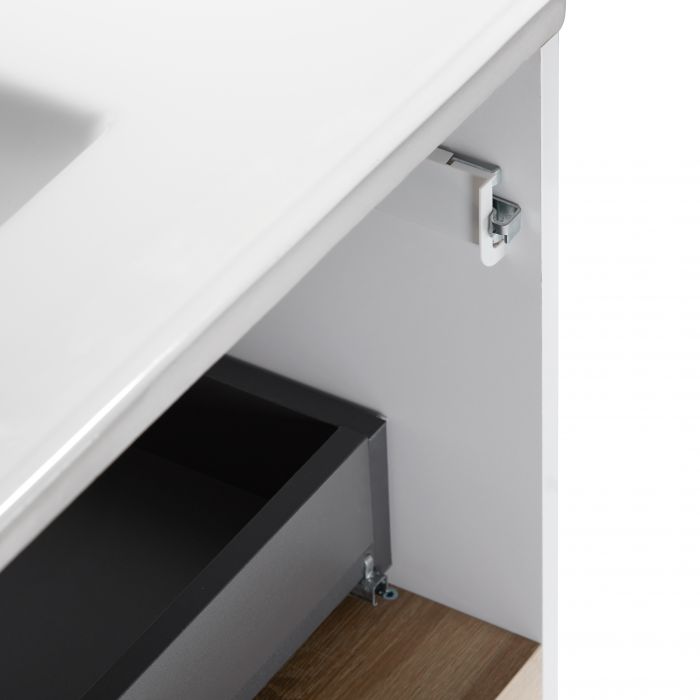 Комплект Qtap Robin 800х580х437 White/Whitish oak подвесная тумба + раковина врезная QT1372TPВ8001WWO