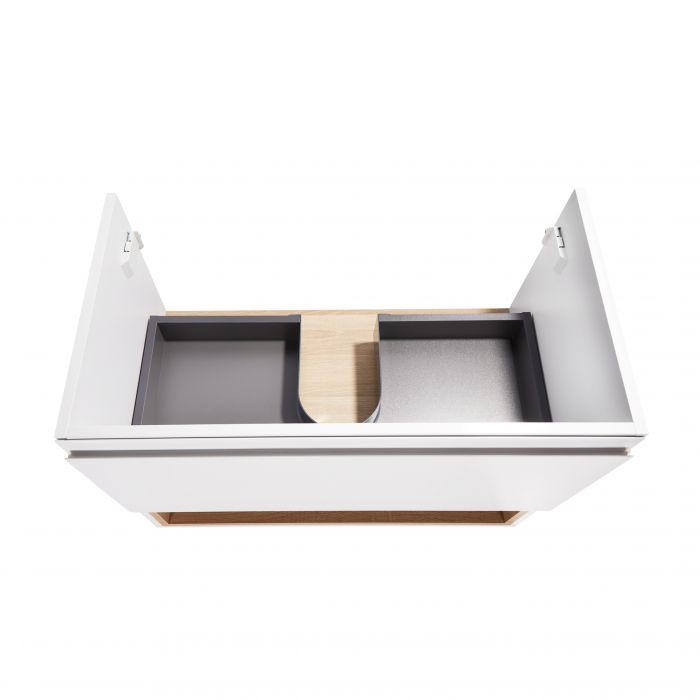 Комплект Qtap Robin 800х580х437 White/Whitish oak подвесная тумба + раковина врезная QT1372TPВ8001WWO