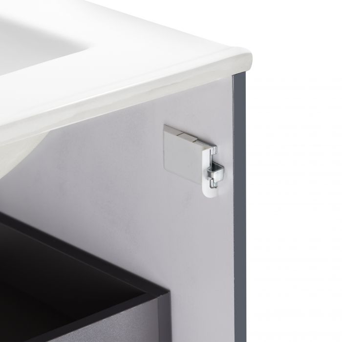 Комплект Qtap Robin 800х580х437 Graphite/Whitish oak подвесная тумба + раковина врезная QT1372TPВ8002GWO