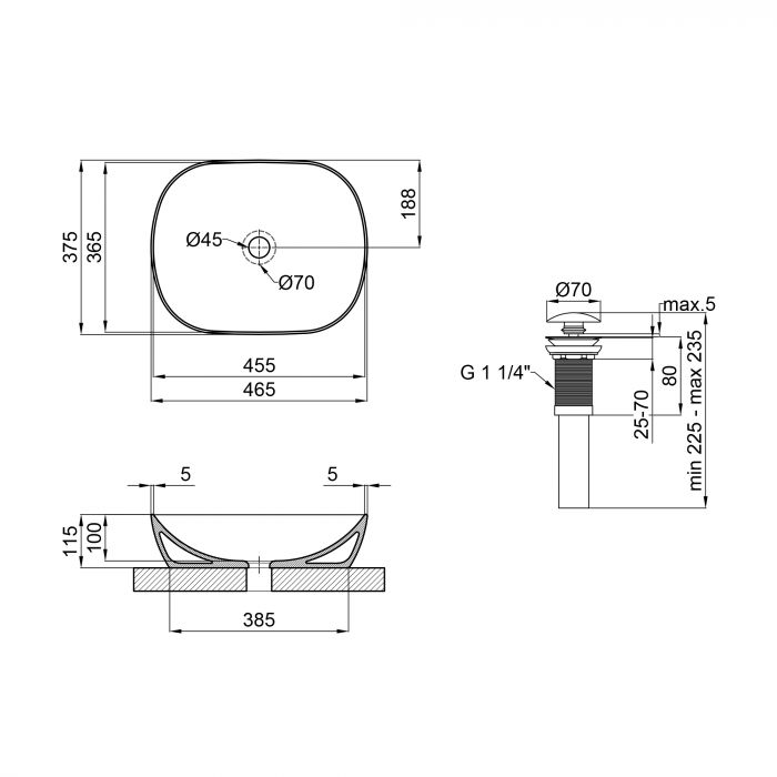 Раковина-чаша Qtap Aquarius 465x375x115 White с донным клапаном QT21112185W