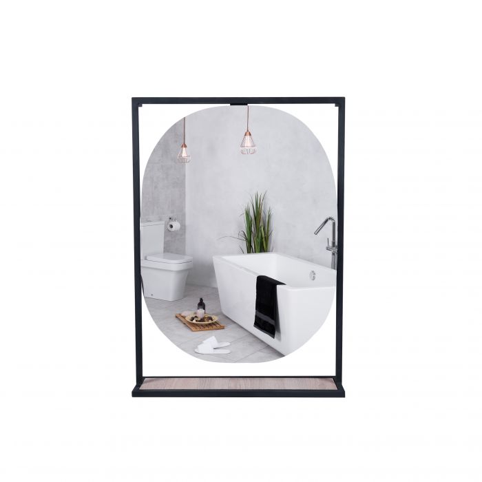 Зеркало Qtap Taurus 600х850х1400 Black/Whitish oak с LED-подсветкой QT2478ZP600BWO