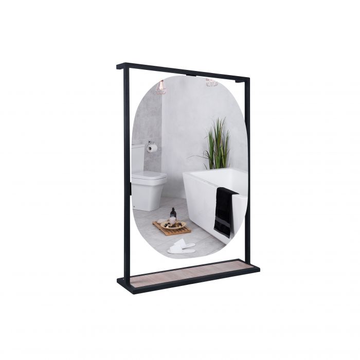 Зеркало Qtap Taurus 600х850х1400 Black/Whitish oak с LED-подсветкой QT2478ZP600BWO