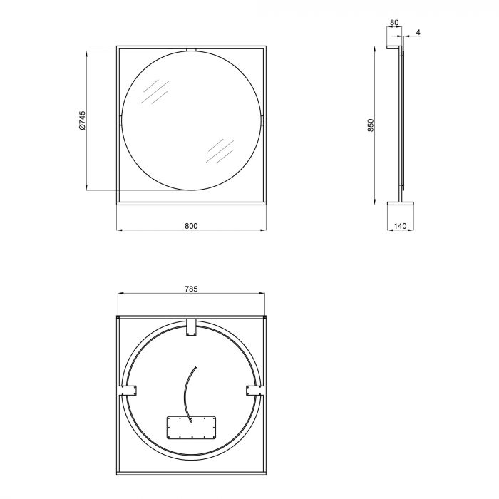 Зеркало Qtap Taurus 800х850х140 Black/Whitish oak с LED-подсветкой QT2478ZP800BWO