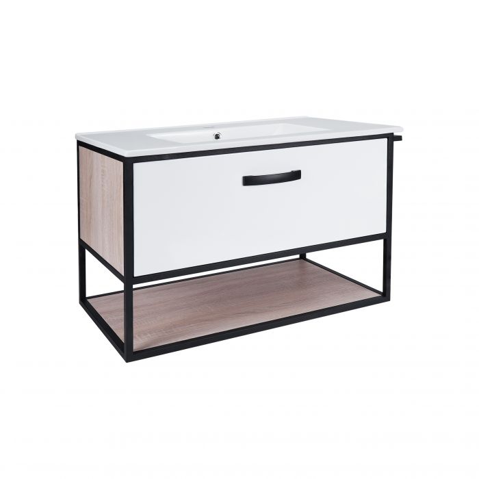 Комплект Qtap Taurus 800х580х437 White/Whitish oak подвесная тумба + раковина врезная QT2472TPT803WWO