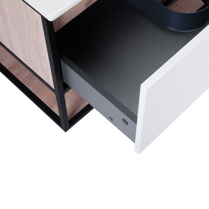 Комплект Qtap Taurus 800х580х437 White/Whitish oak подвесная тумба + раковина врезная QT2472TPT803WWO