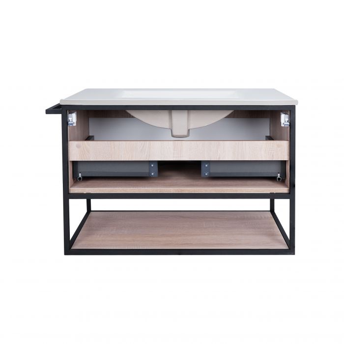 Комплект Qtap Taurus 800х580х437 White/Whitish oak подвесная тумба + раковина врезная QT2472TPT803WWO