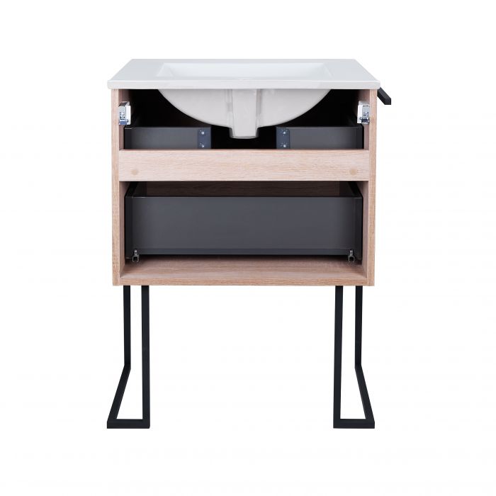 Комплект Qtap Taurus 600х800х437 Whitish oak напольная тумба + раковина врезная QT2471TNT603WO