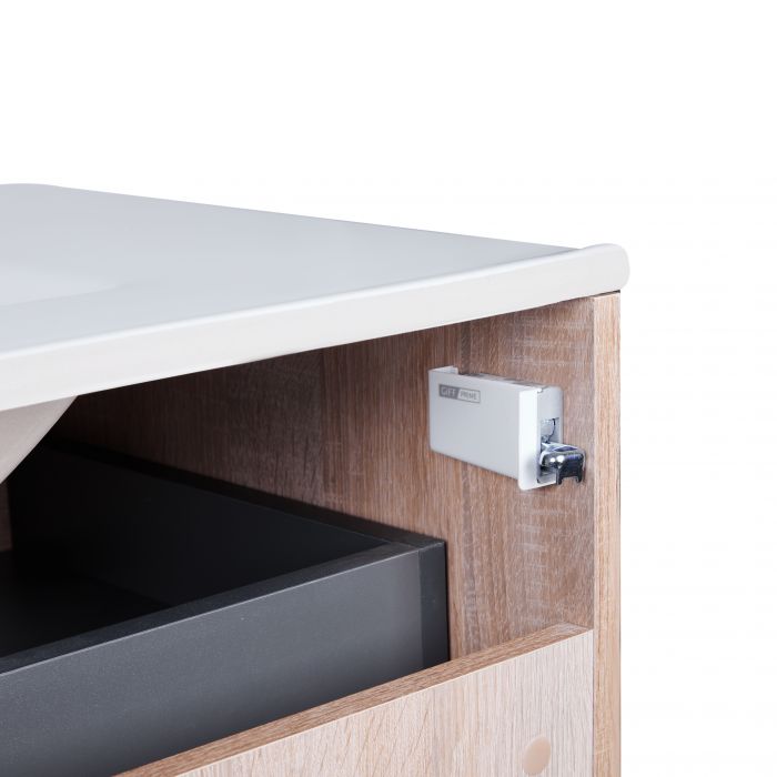 Комплект Qtap Taurus 800х800х437 Whitish oak напольная тумба + раковина врезная QT2471TNT803WO