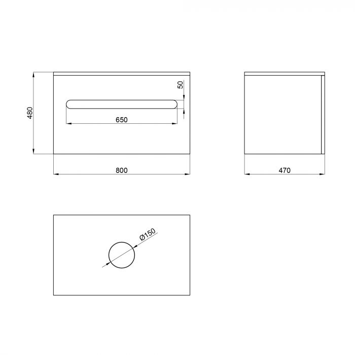 Тумба подвесная Qtap Virgo 800х476х469 Black/White со столешницей QT1879TPА802BW