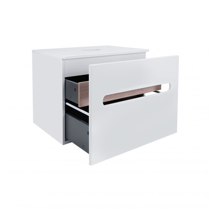 Тумба подвесная Qtap Virgo 600х476х469 White/Whitish oak со столешницей QT1879TPА601WWO