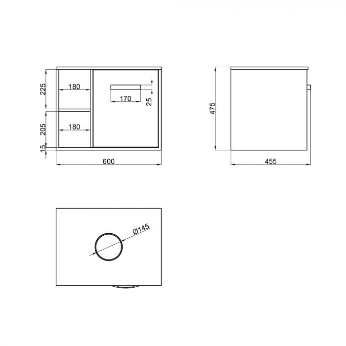 Тумба подвесная Qtap Pisces 600х480х470 Whitish oak со столешницей QT2579TPL603WO