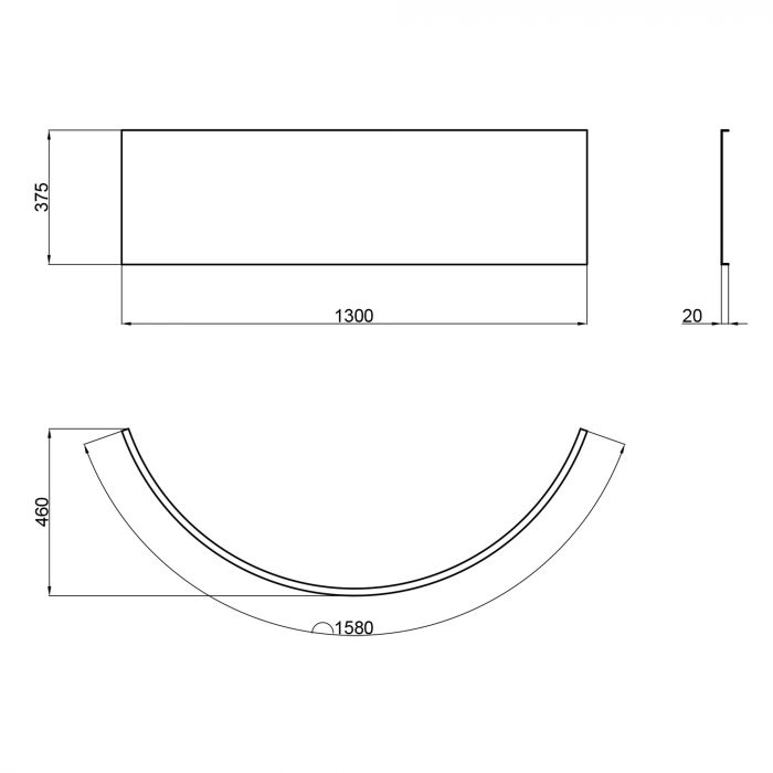 Панель для полукруглого фронтального поддона Lidz Kupala TP90x90x38