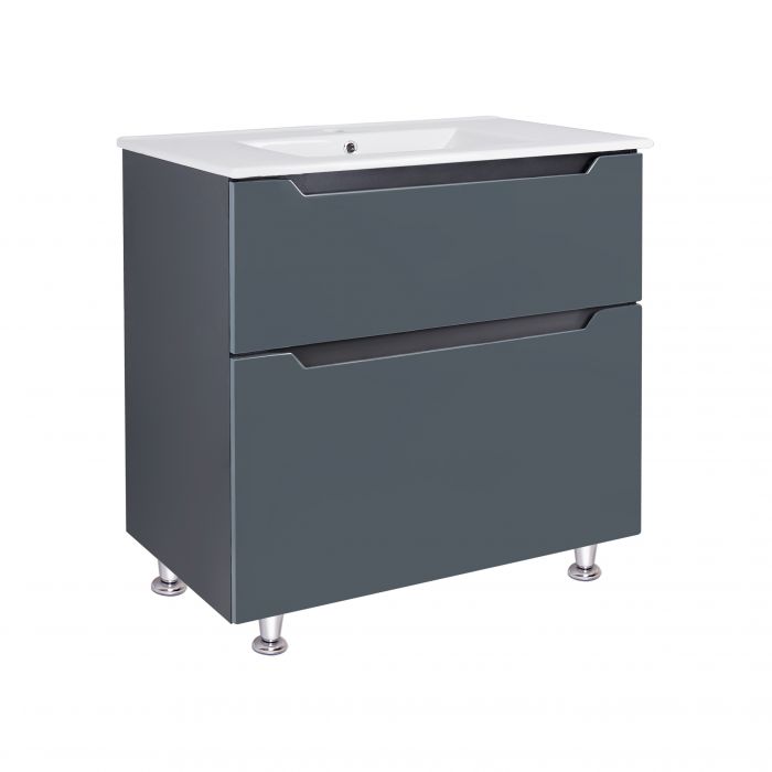 Комплект Qtap Scorpio 810х825х460 Graphite напольная тумба + раковина врезная QT1471TNВ8023080CG