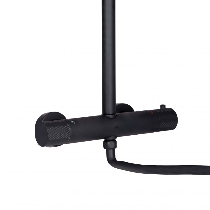 Душевая система универсальная Qtap Brno термостатическая на два потребителя QTBRN5769103ONB Black Matt