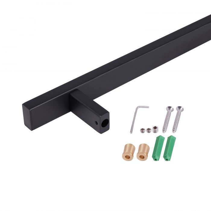 Душова стійка з тримачем універсальна Qtap Lepit 705 мм прямоугольна QTLEP82103NB Black Matt