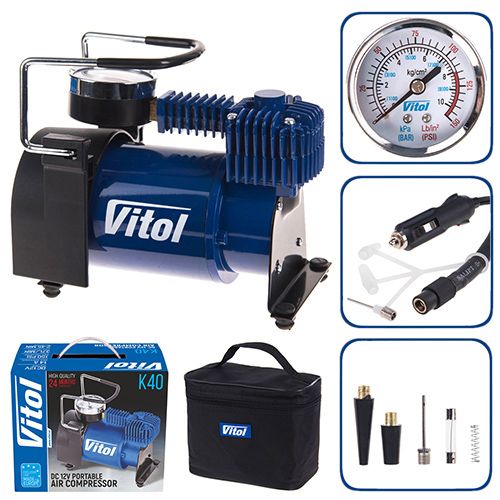 Компрессор "ViTOL" К-40 150psi/14Amp/37л/прикуриватель (К-40)