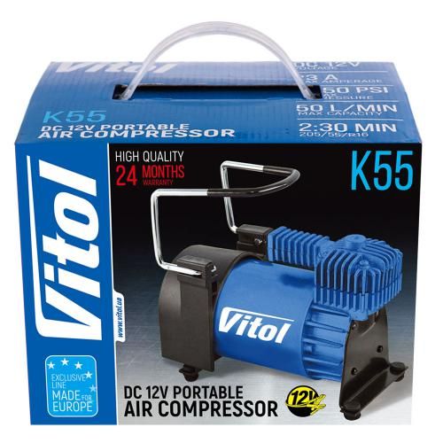 Компрессор "ViTOL" К-55 150psi/23Amp /50л/шланг 5,0м/клеммы (К-55)