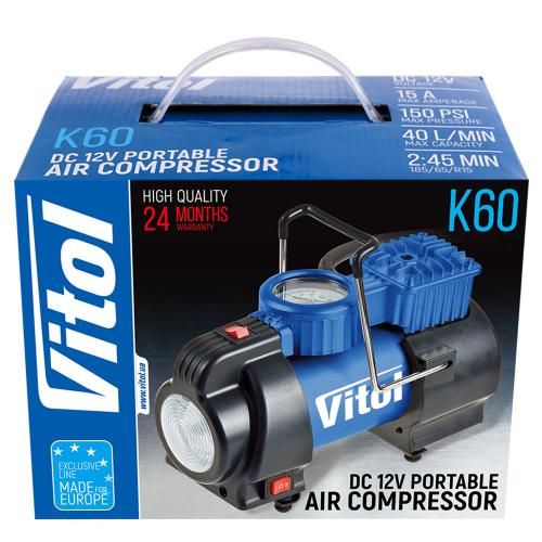 Компресор "ViTOL" К-60 150psi/15Amp/40л/лiхтар/прикурювач (К-60)