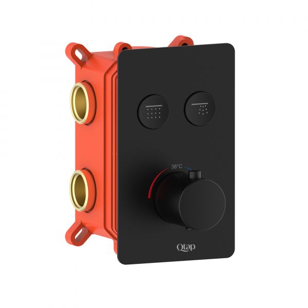 Змішувач для душу Qtap Votice термостатичний прихованого монтажу на два споживача QTVOT6442T105NKB Black Matt