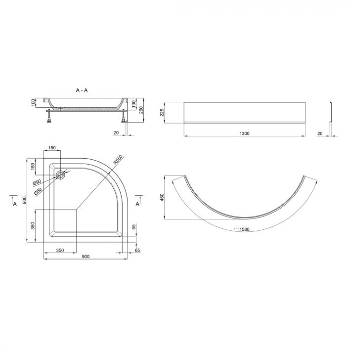 Душевой поддон Lidz Kupala с панелью LKUST909026SET