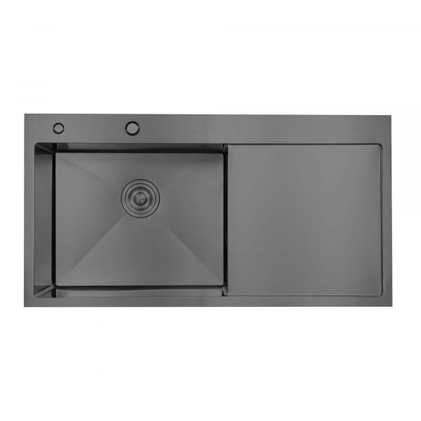 Мийка для кухні інтегрована Lidz Handmade H7849BR крило праворуч (LIDZH7849BRPVD3008) Brushed Black PVD 3,0/1,0 мм