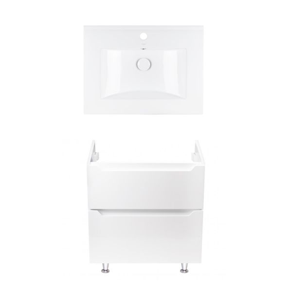 Комплект Qtap тумба підлогова Scorpio 600х825х460 мм White + раковина урізна Albatross QT71SC43951