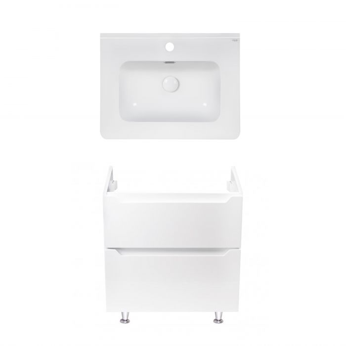 Комплект Qtap напольная тумба Scorpio 600х825х460 мм White + раковина врезная Albatross 9H QT71SC43953