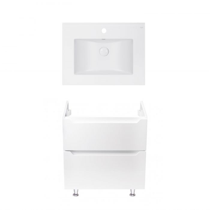 Комплект Qtap напольная тумбочка Scorpio 600х825х460 мм White + раковина врезная Albatross E QT71SC43954