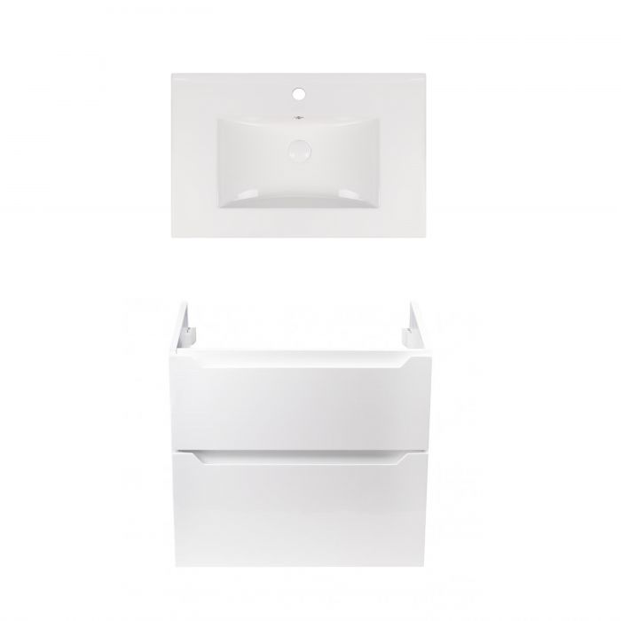 Комплект Qtap тумба подвесная Scorpio 700х585х460 мм White + урезная раковина Albatross New QT71SC43971