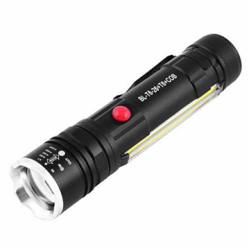 Ліхтар T6-26+T6+COB, ЗУ micro USB, 1x18650/3xAAA, магнит, zoom, Box