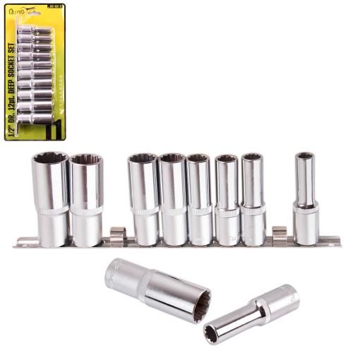 Alloid. Набор головок высоких 1/2" на планке, 10,11,12,13,14,17,19,21,22,24 mm. 11 предм.12гр