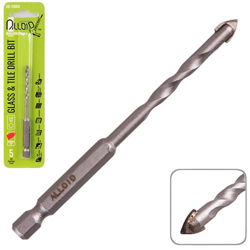 Сверло по стеклу и керамике 5мм, хвостовик HEX 1/4" Alloid, L=95mm
