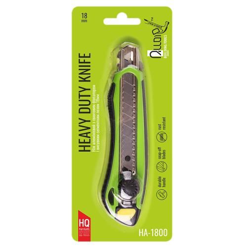 Ніж алюмінієвий з гвинтовим фіксатором і висувним сегментним лезом 18мм, прогумований Alloid (НА-1800)