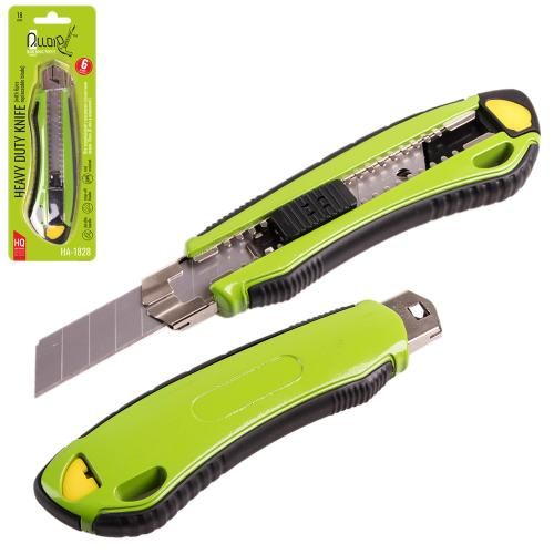 Нож алюминиевый с выдвижным сегментом 18мм (6шт) прорезиненный Alloid (HA-1828)