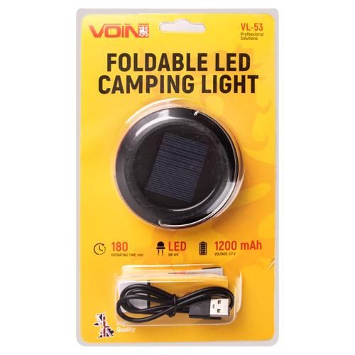 Фонарь для кемпинга VOIN VL-53, 3W XPE/Power Bank1200mAh/сон. панель/сложная (VL-53)