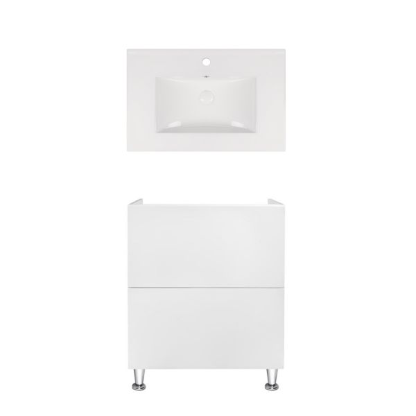 Комплект Qtap тумба підлогова Tern 700х725х437 мм White + раковина урізна Albatross New QT71TE44091