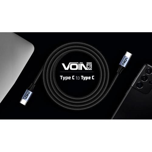 Кабель VOIN Type C - Type C 5А/20V, QC4.0/PD 2m, black (быстрая зарядка/передача данных) (VP-3502C BK)