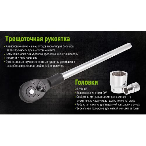 Набор головок 19-50 мм 3/4". 17 предметов Alloid (НГ-6017М)