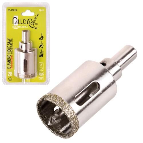 Сверло корончатое алмазное по стеклу и керамике 28мм с центровочным сверлом Alloid