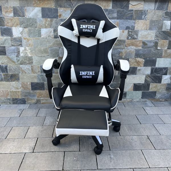 Компьютерное кресло с подставкой для ног INFINI ESPACE Белый, Zenga экокожа