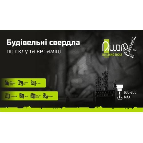 Сверло по стеклу и керамике 12мм, хвостовик HEX 1/4" Alloid, L=120mm (GB-10012)