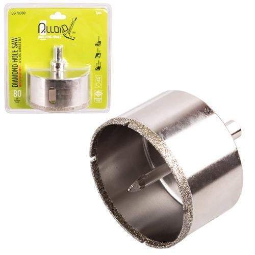 Сверло корончатое алмазное по стеклу и керамике 80мм с центровочным сверлом Alloid