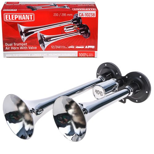 Сигнал воздушный CA-10238/Еlephant/CIKADA 2-дудки металл 12V/24V (CA-10238)