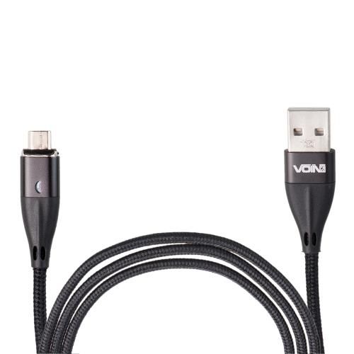 Кабель магнитный VOIN USB - Micro USB 3А, 1m, black (быстрая зарядка/передача данных) (VC-6101M BK)