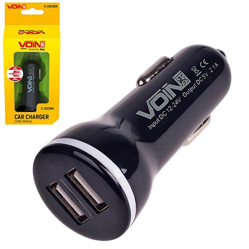 Автомобільний зарядний пристрій VOIN C-2023BK 2USB (12 / 24V - 5V 2,1A)