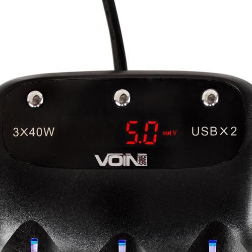 Разветвитель (удлинитель) прикуривателя VOIN 3 выхода + 2USB 2400 mA 12/24V SC-3003 проволока+вольтметр (SC-3003)