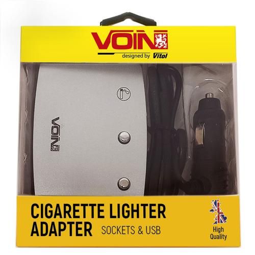 Разветвитель (удлинитель) прикуривателя VOIN 3 выхода + 1USB 2400 mA 12/24V SC-3005 проволока (SC-3005)