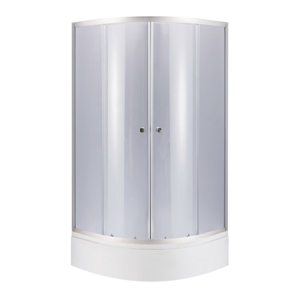 Душевая кабина Latwa SC90x90.SAT.MID.GR полукруглая, стекло тон. 4 мм + Душевой поддон KAPIELKA ST90x90x26, с панелью Lidz